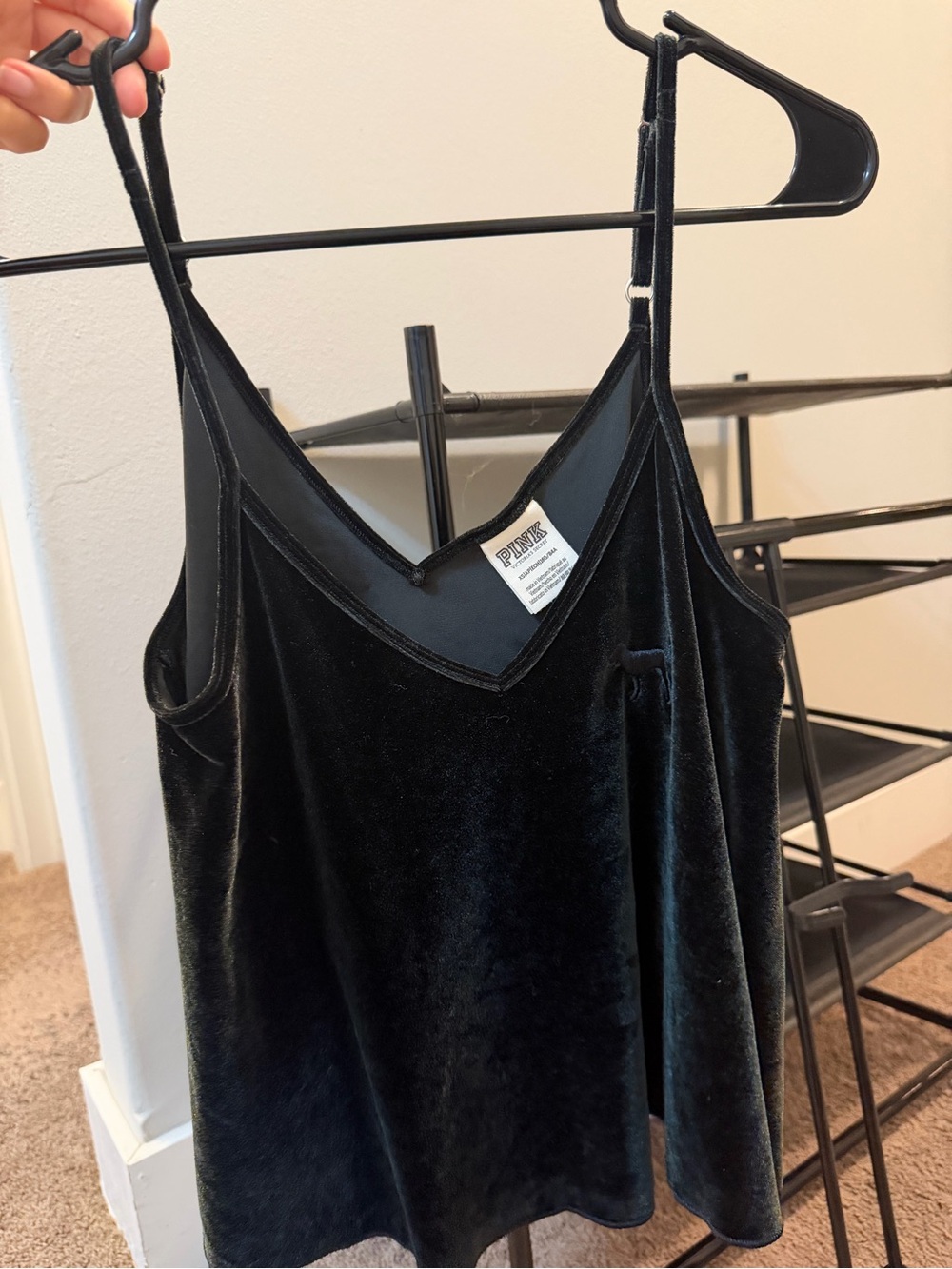 PINK Victoria's Secret Black Velvet V-Neck Tank